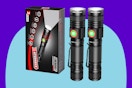 DARKBEAM LED Flashlights Rechargeable USB 2000 High Lumens on a blue background.