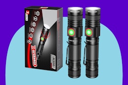 DARKBEAM LED Flashlights Rechargeable USB 2000 High Lumens on a blue background.