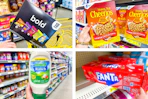 dollar general fanta, cheerios, frito-lay hidden valley 4-photo collage