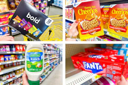 dollar general fanta, cheerios, frito-lay hidden valley 4-photo collage