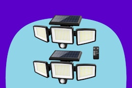 Solar Light With Motion Sensor and Remote 2-Pack, $14.24 on Amazon card image