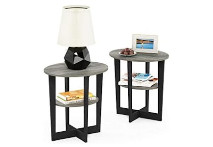 Furinno Oval End Table Set