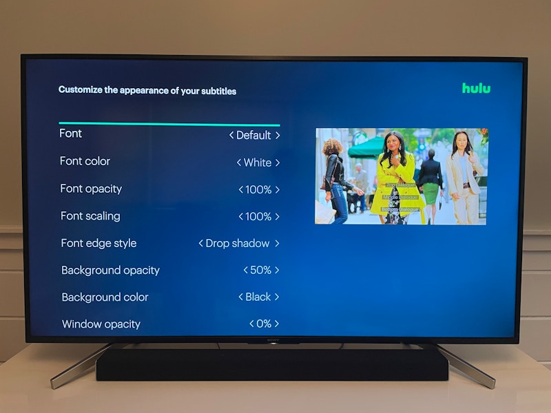 customizing subtitles on the hulu tv app