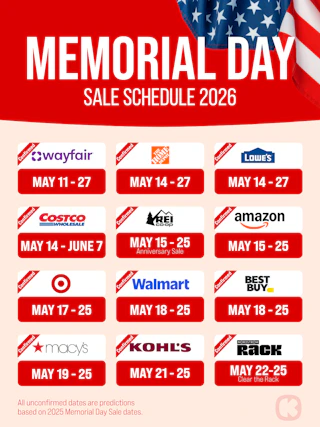 memorial day sale schedule for 2026