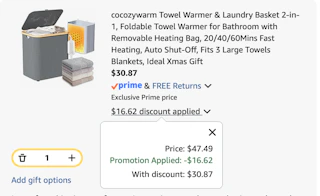 laundry basket Amazon receipt