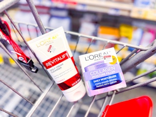 loreal cleanser and moisturizer in a cart