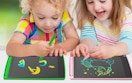 two kids drawing on two writing tablets 