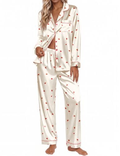 Ekouaer Women's Satin Pajama Set