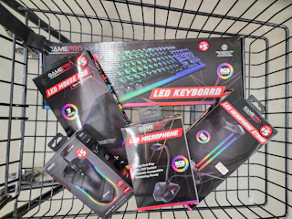 led gaming supplies in a cart