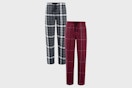 Stock image of the plaid Fruit of the Loom Men's Plaid Fleece Pajama Pant 2-Pack 