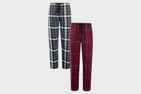 Stock image of the plaid Fruit of the Loom Men's Plaid Fleece Pajama Pant 2-Pack 
