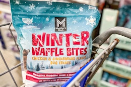 members mark winter waffle bites dog treats in shopping cart