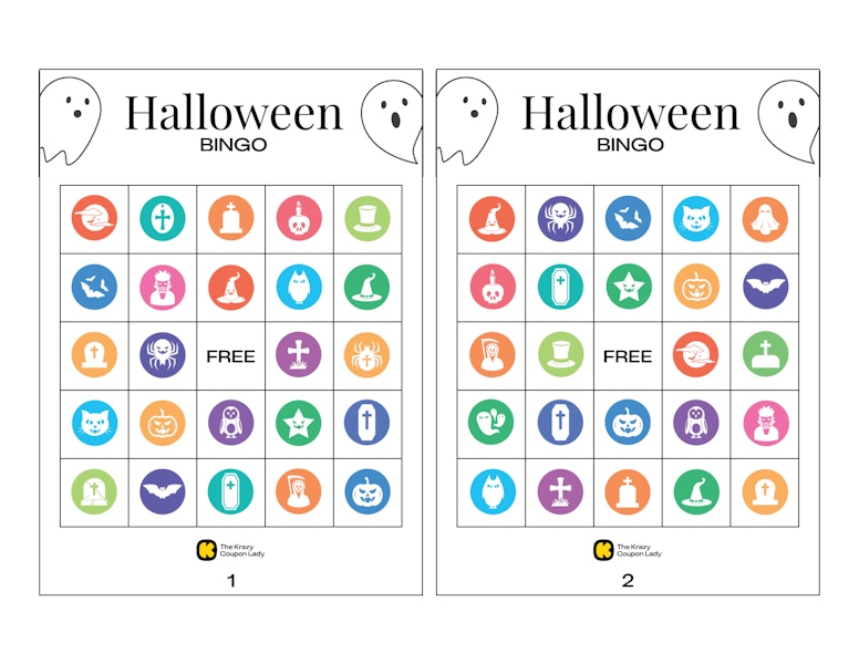 Halloween Bingo Printables Round Icon Set