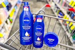 nivea lotions in a shopping cart