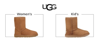 A comparison of a kid's and women's Ugg shoe