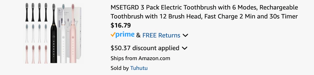 Amazon Electric Toothbrush 3-Pack 2025 3