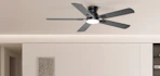 a ceiling fan in a room