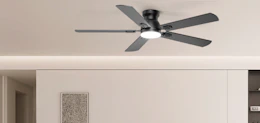 a ceiling fan in a room