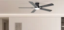 a ceiling fan in a room