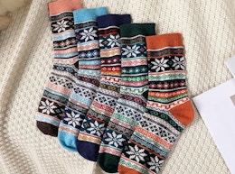 pairs of colorful wool socks