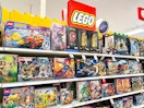 lego sets sitting on a target shelf