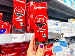 Colgate Optic White Pro Toothpaste, $4.96 at Walmart (50% Off) card image