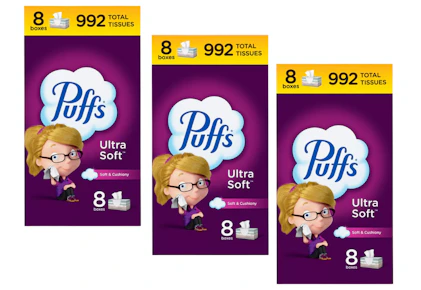 3 Puffs Facial Tissue 8-Packs