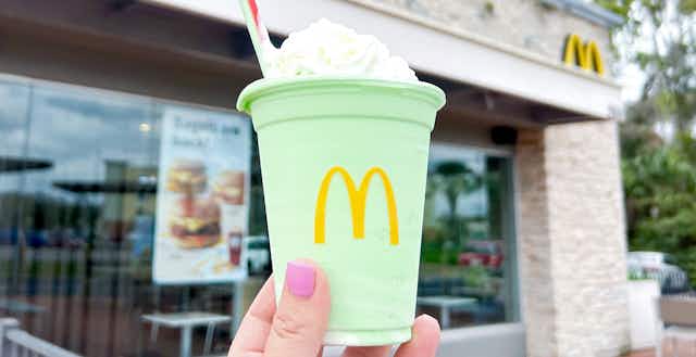 McDonald's Shamrock Shake Returns Feb. 19, 2024 — Here's the Scoop card image