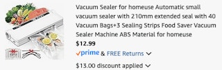 Vacuum Sealer Amazon receipt