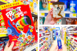 dollar general froot loops, talenti, oral-b 3-photo collage