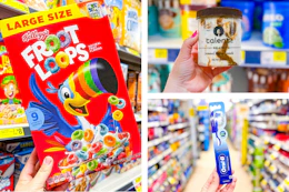 dollar general froot loops, talenti, oral-b 3-photo collage