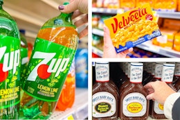 meijer 7up, velveeta, sweet baby ray's 3-photo collage