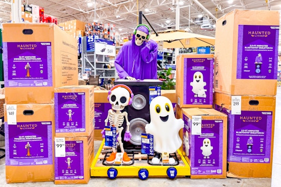 halloween decor in store at lowes