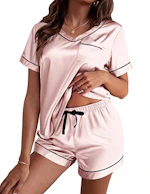 Ekouaer Women's Silk Pajama Set