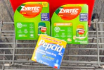 zyrtec and pepcid in a shopping cart