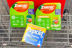 zyrtec and pepcid in a shopping cart