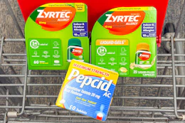 zyrtec and pepcid in a shopping cart
