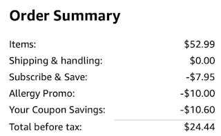 Flonase nasal spray Amazon receipt