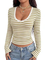 KIRUNDO Women's Stripe Long Sleeve