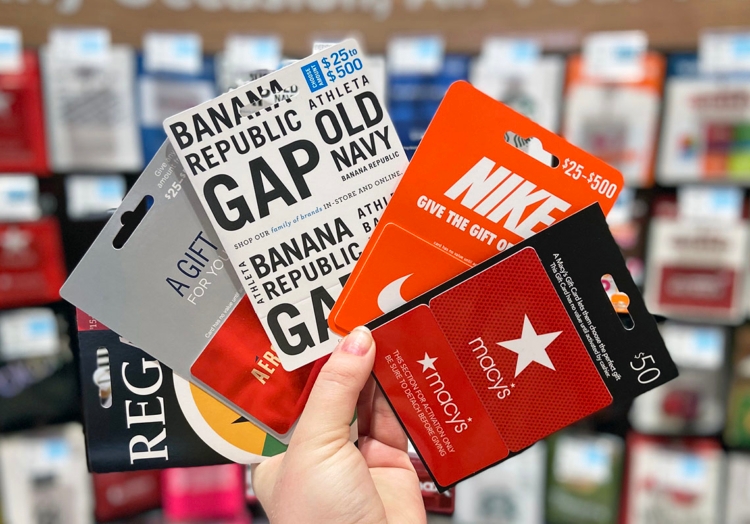 Macy's, Nike, Gap, Aeropostale, Regal gift cards 