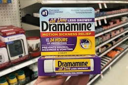 Dramamine Motion Sickness Tablets, as Low as $1.75 on Amazon card image