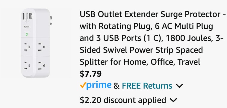 USB Outlet Extender Surge Protector