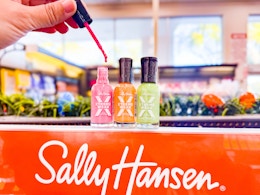 sally hansen nail polishes on top of display in cvs