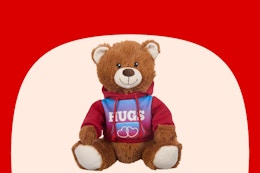 dollar general valentine's day plush on red and cream background