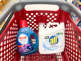 all and persil laundry detergent in a target cart