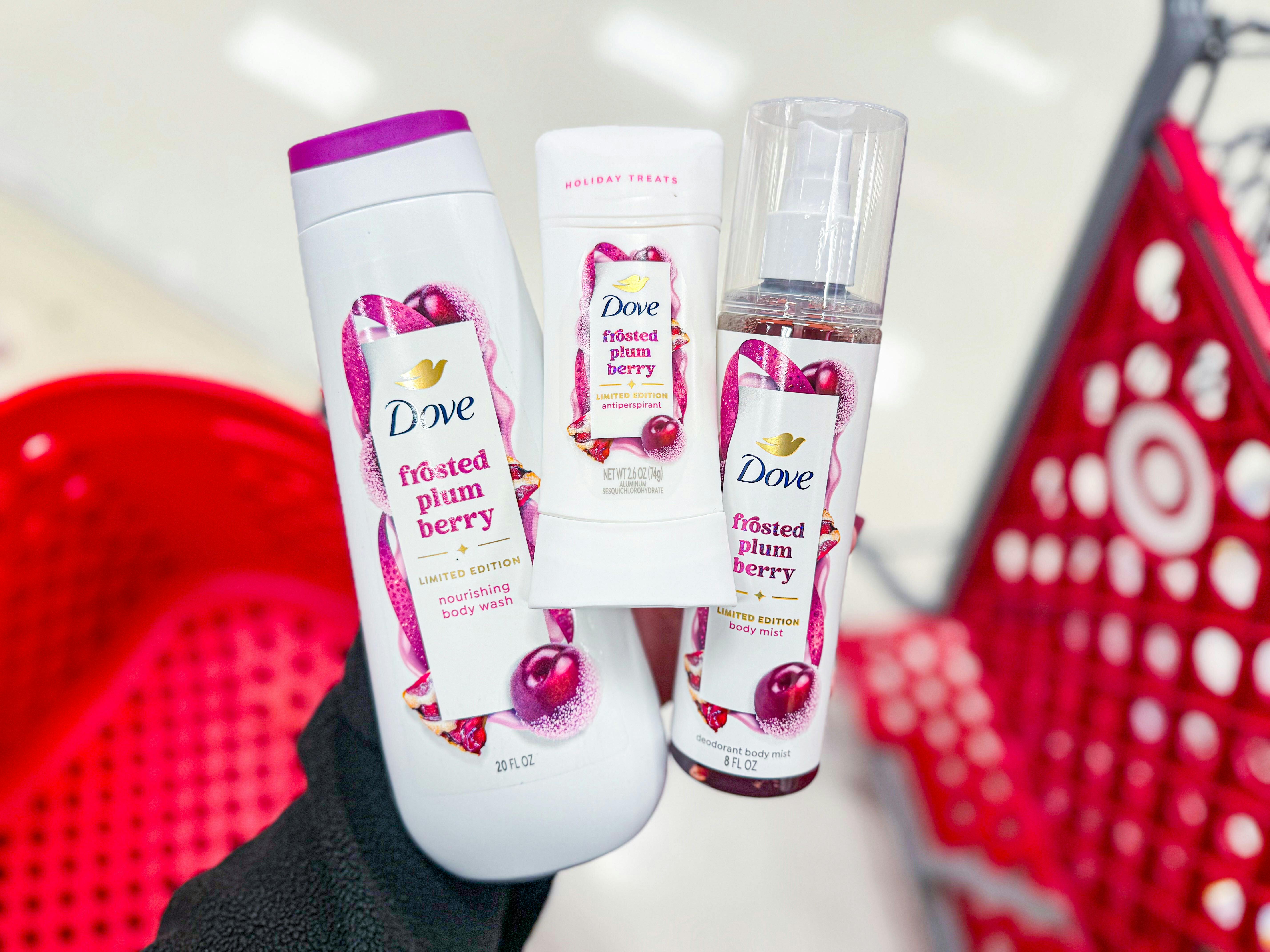 hand holding 3 dove holiday treats at target