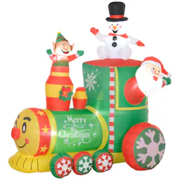 Inflatable Train with Santa & Snowman
