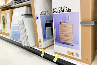Room Essentials Dressers on shelf at Target marked down on clearance