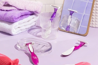 razors all over bathroom counter