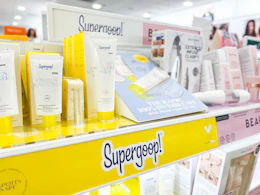 Supergoop products on a shelf